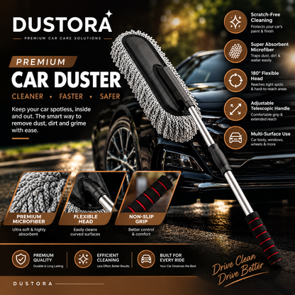 DUSTORA™ Premium Car Cleaning Duster – Scratch-Free Dust Removal & Shine